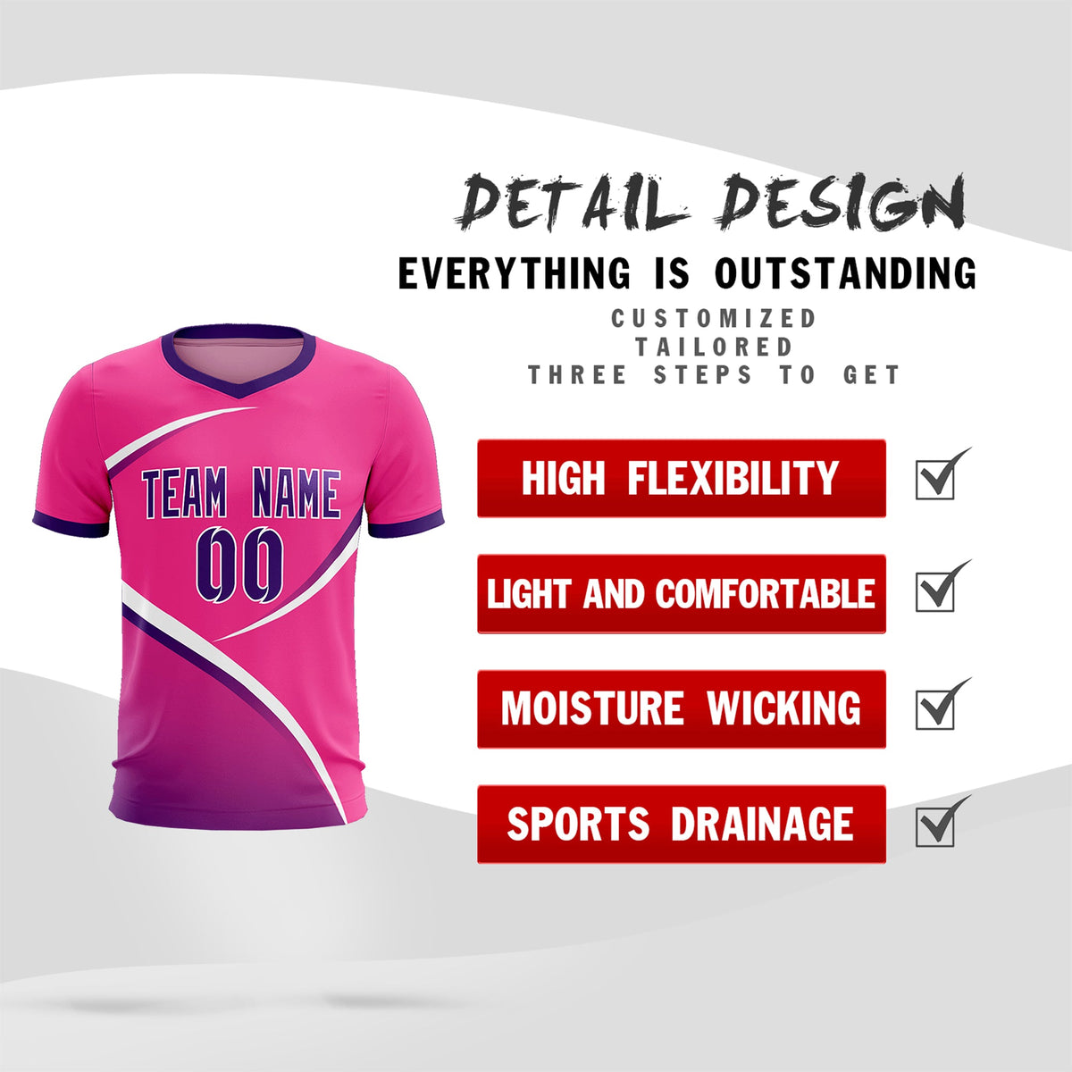 Custom Pink Purple Color Block Training Uniform For Men Soccer Sets Jersey