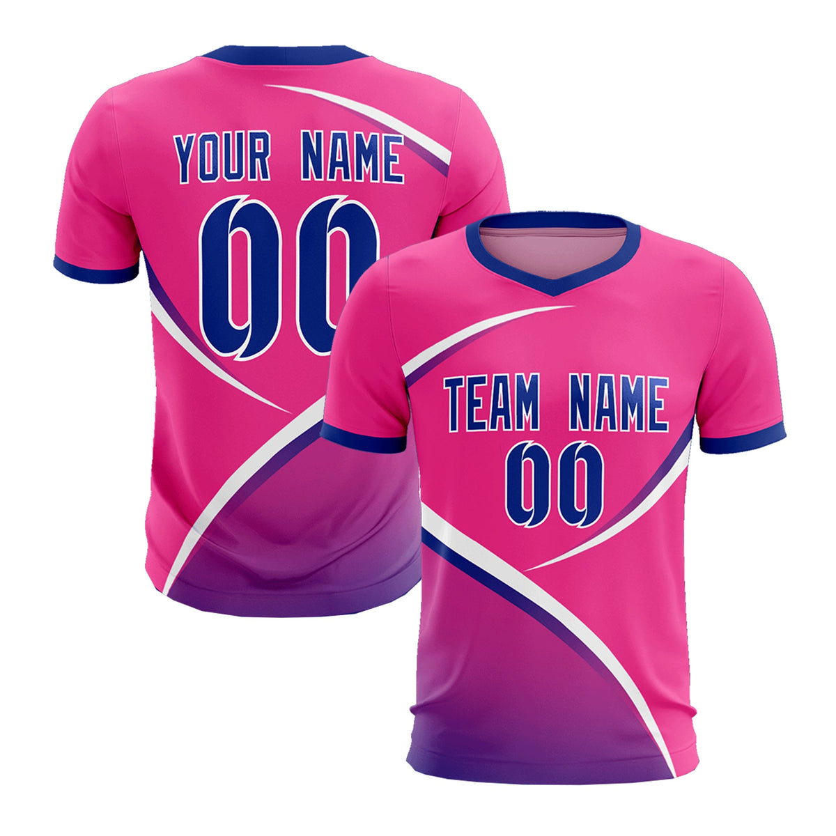 Custom Pink Royal Color Block Training Uniform For Men Soccer Sets Jersey