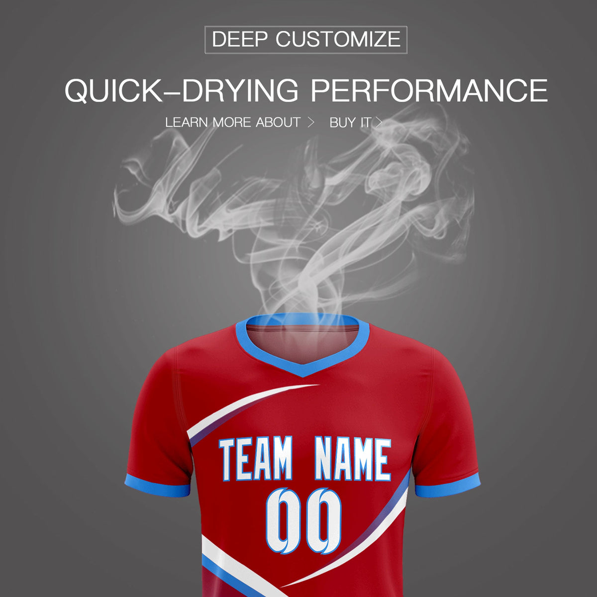 Custom Red Powder Blue Color Block Training Uniform For Men Soccer Sets Jersey