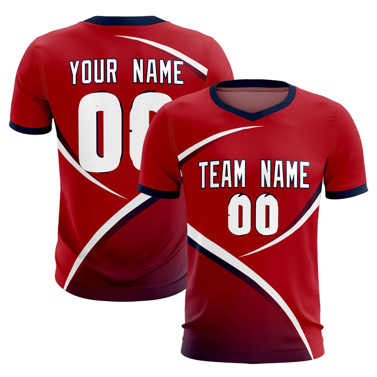 Custom Red Navy Color Block Training Uniform For Men Soccer Sets Jersey