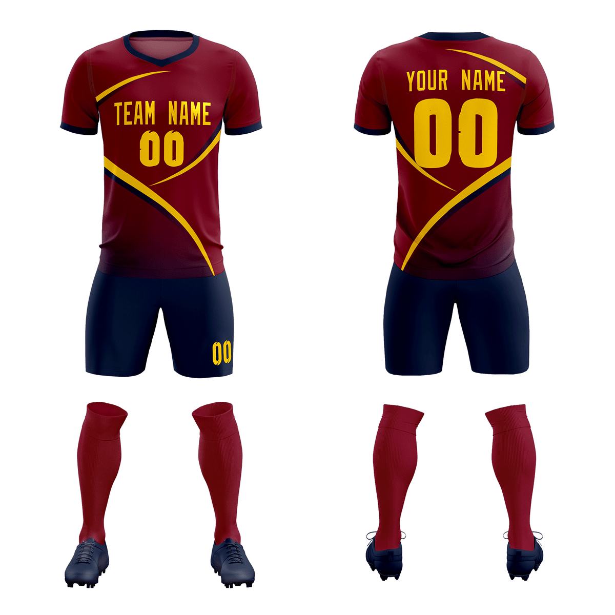 Custom Crimson Navy Color Block Training Uniform For Men Soccer Sets Jersey