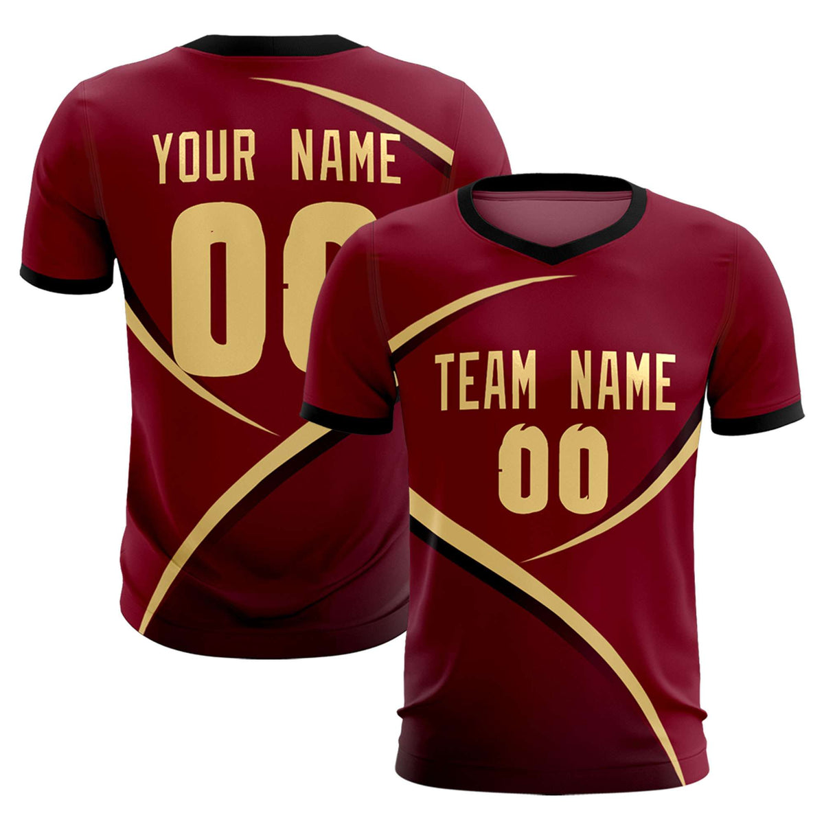 Custom Crimson Black Color Block Training Uniform For Men Soccer Sets Jersey
