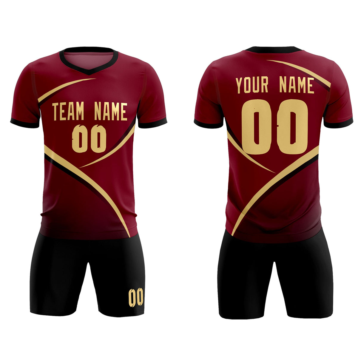 Custom Crimson Black Color Block Training Uniform For Men Soccer Sets Jersey