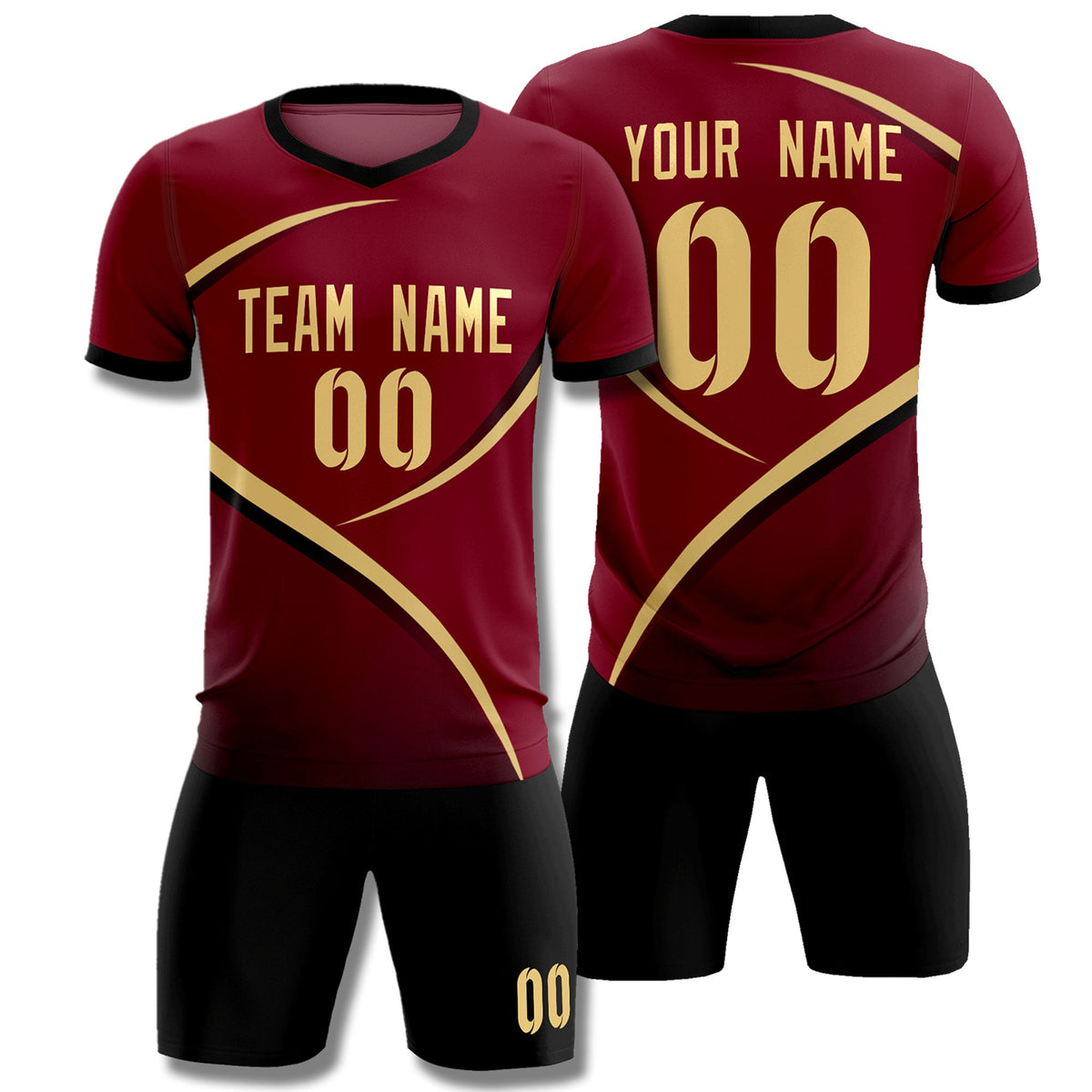 Custom Crimson Black Color Block Training Uniform For Men Soccer Sets Jersey