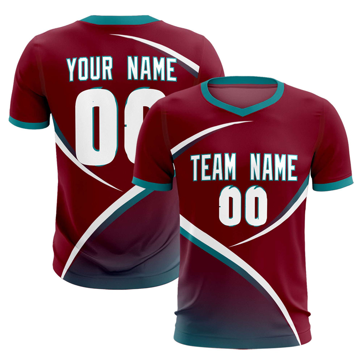 Custom Crimson Aqua Color Block Training Uniform For Men Soccer Sets Jersey