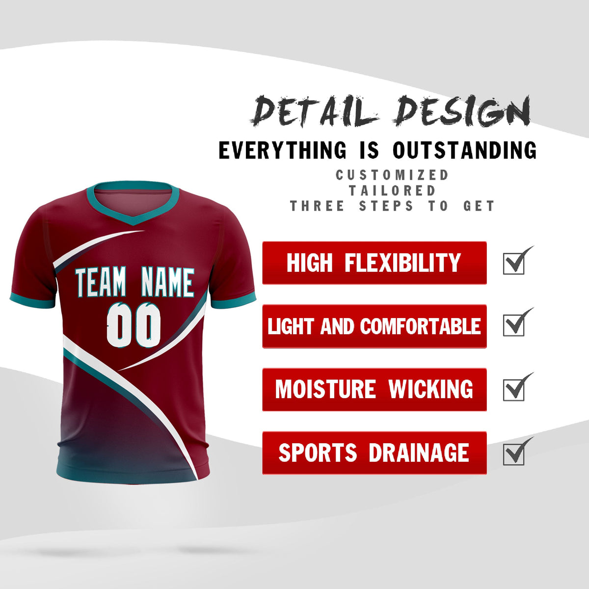 Custom Crimson Aqua Color Block Training Uniform For Men Soccer Sets Jersey