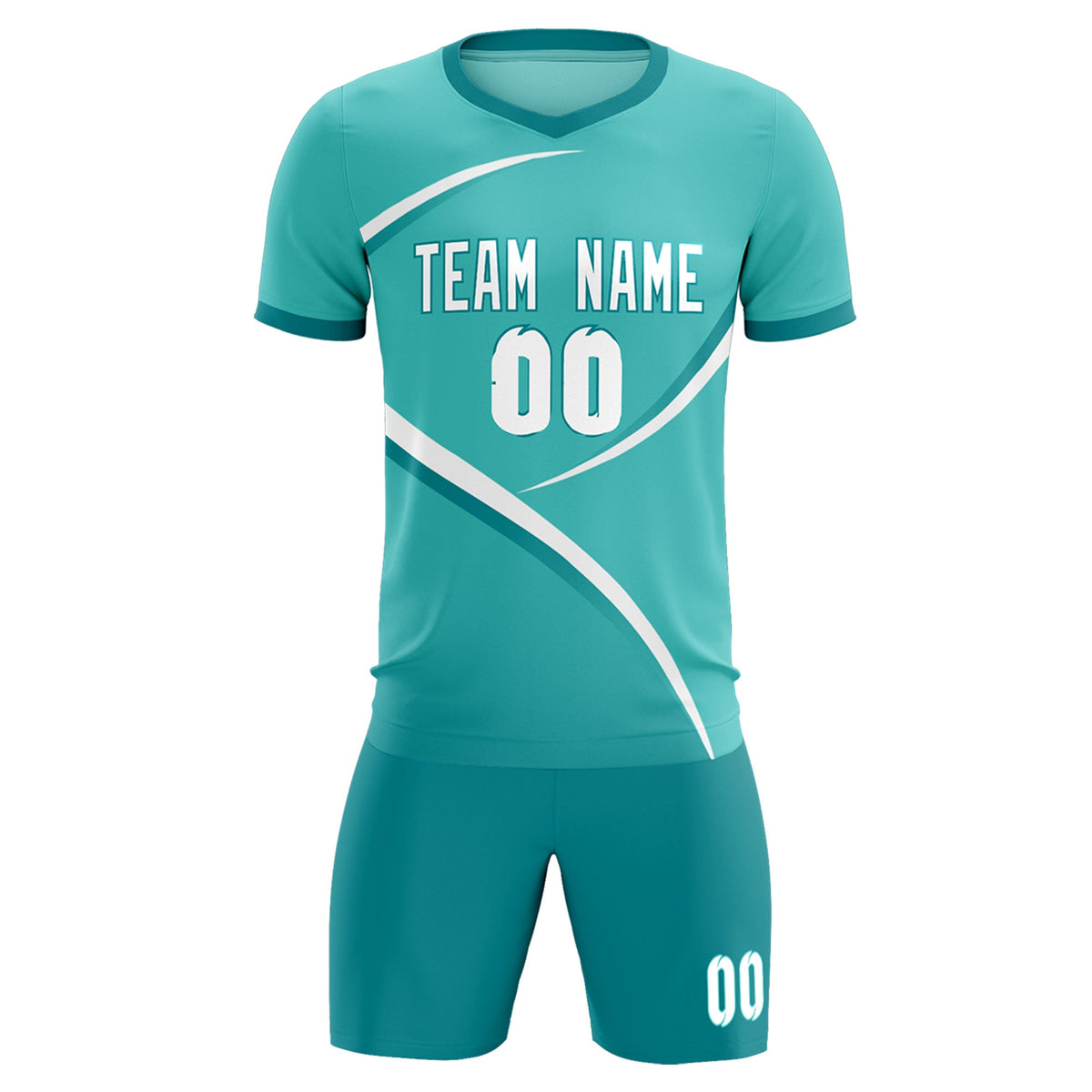 Custom Bright Green Aqua Color Block Training Uniform For Men Soccer Sets Jersey