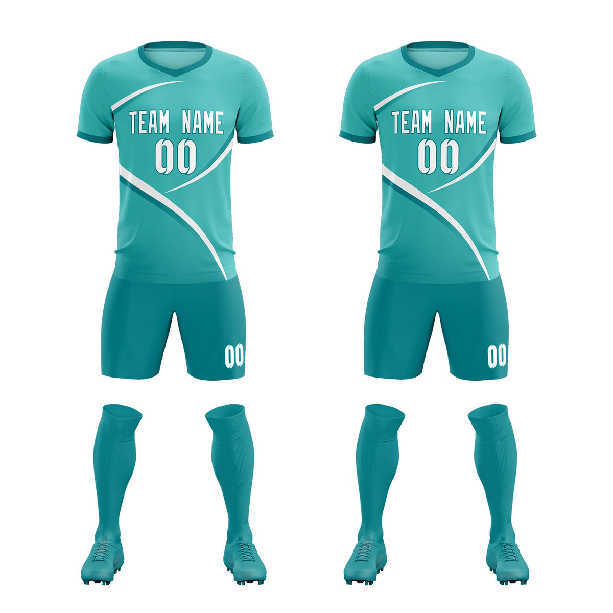 Custom Bright Green Aqua Color Block Training Uniform For Men Soccer Sets Jersey