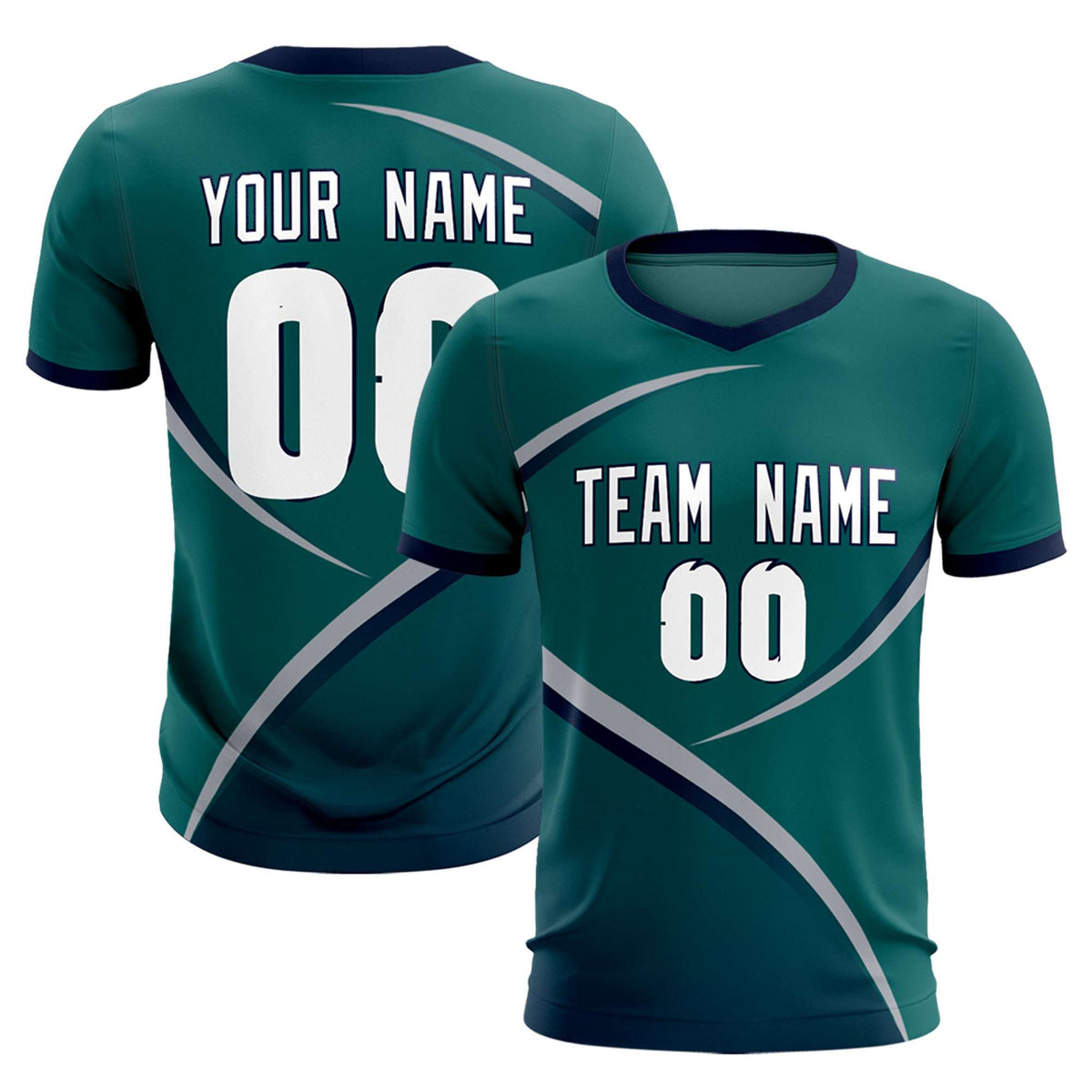 Custom Aqua Navy Color Block Training Uniform For Men Soccer Sets Jersey