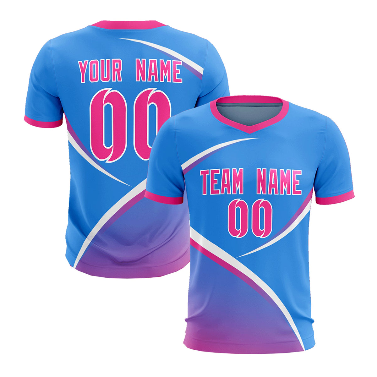 Custom Powder Blue Pink Color Block Training Uniform For Men Soccer Sets Jersey
