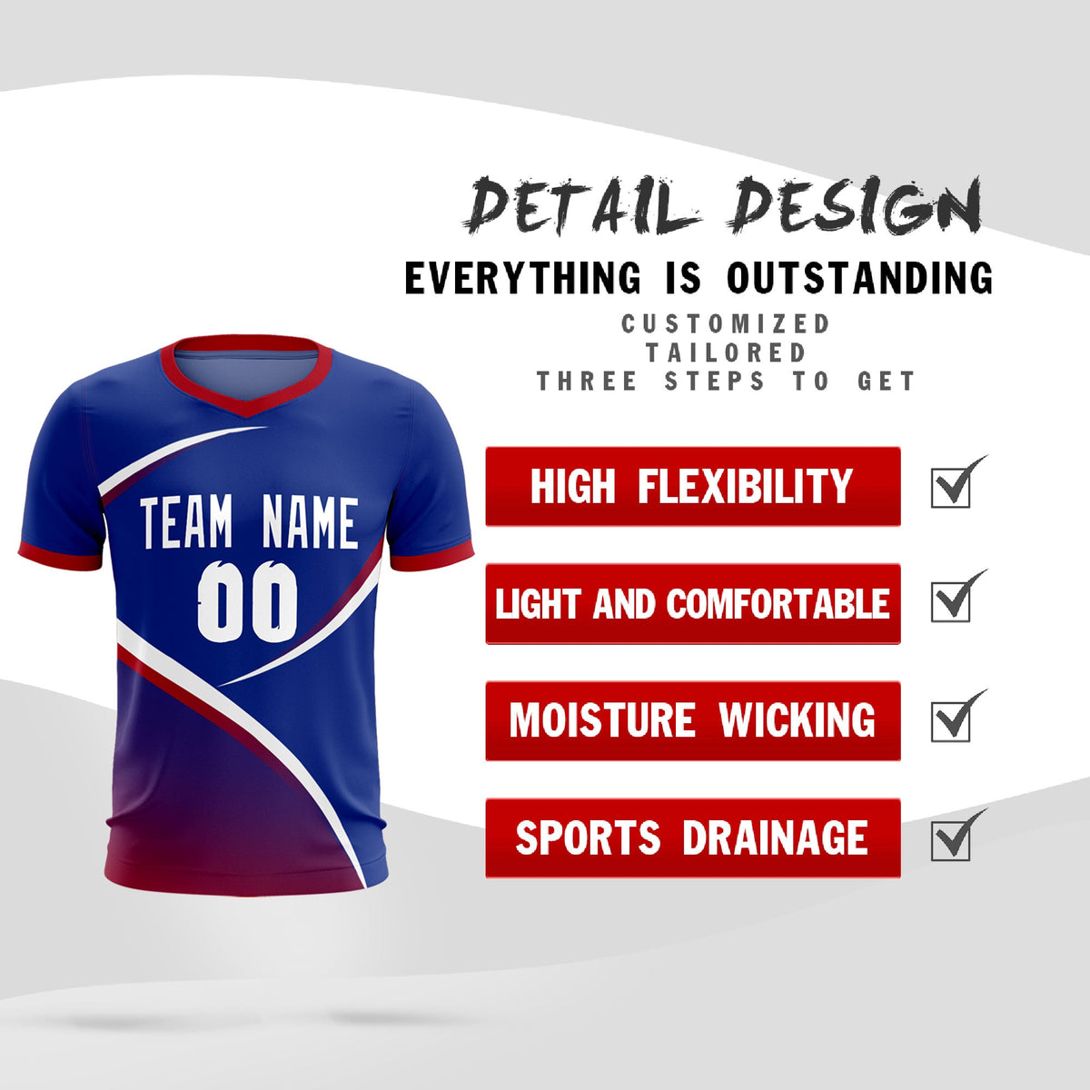 Custom Royal Red Color Block Training Uniform For Men Soccer Sets Jersey