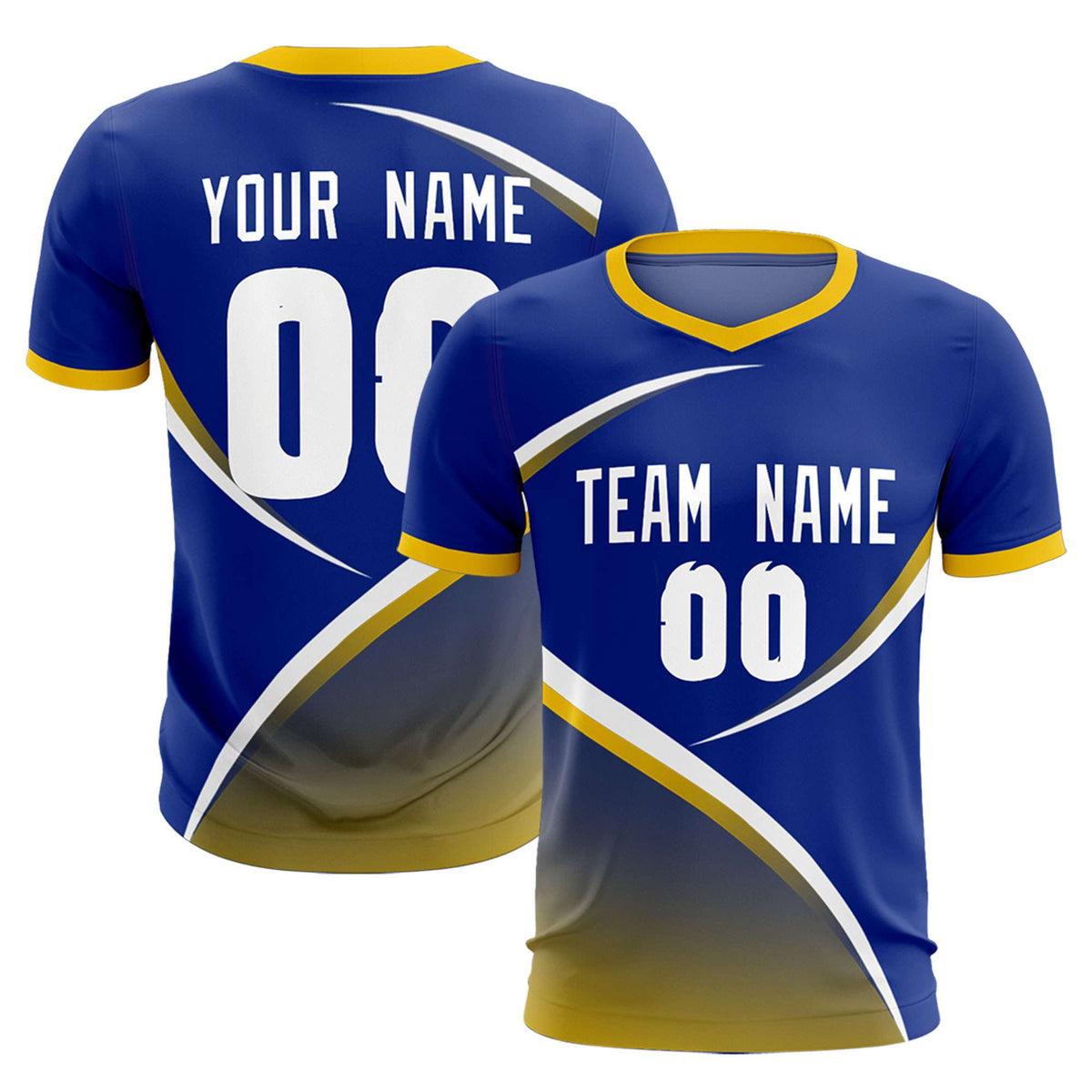 Custom Royal Gold Color Block Training Uniform For Men Soccer Sets Jersey