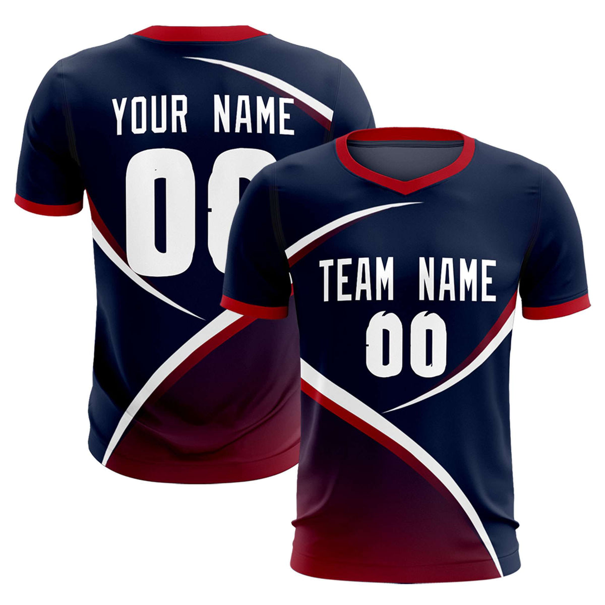 Custom Navy Red Color Block Training Uniform For Men Soccer Sets Jersey