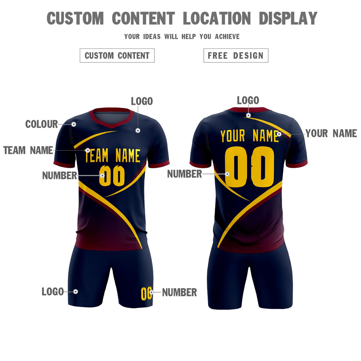 Custom Navy Navy Color Block Training Uniform For Men Soccer Sets Jersey
