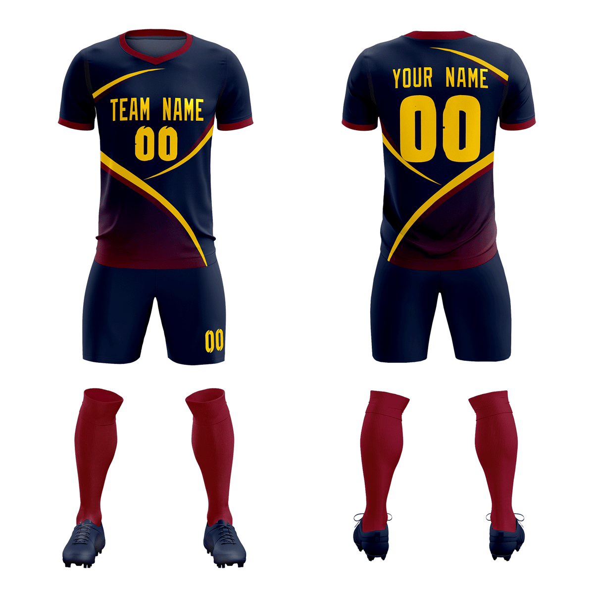 Custom Navy Navy Color Block Training Uniform For Men Soccer Sets Jersey