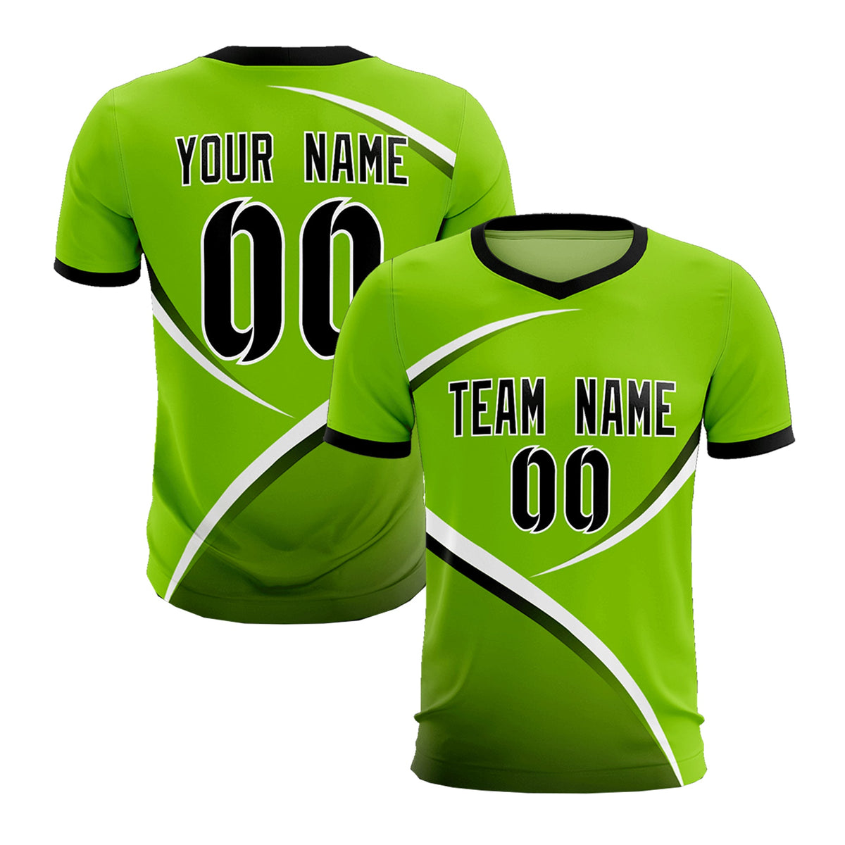 Custom Neon Green Black Color Block Training Uniform For Men Soccer Sets Jersey