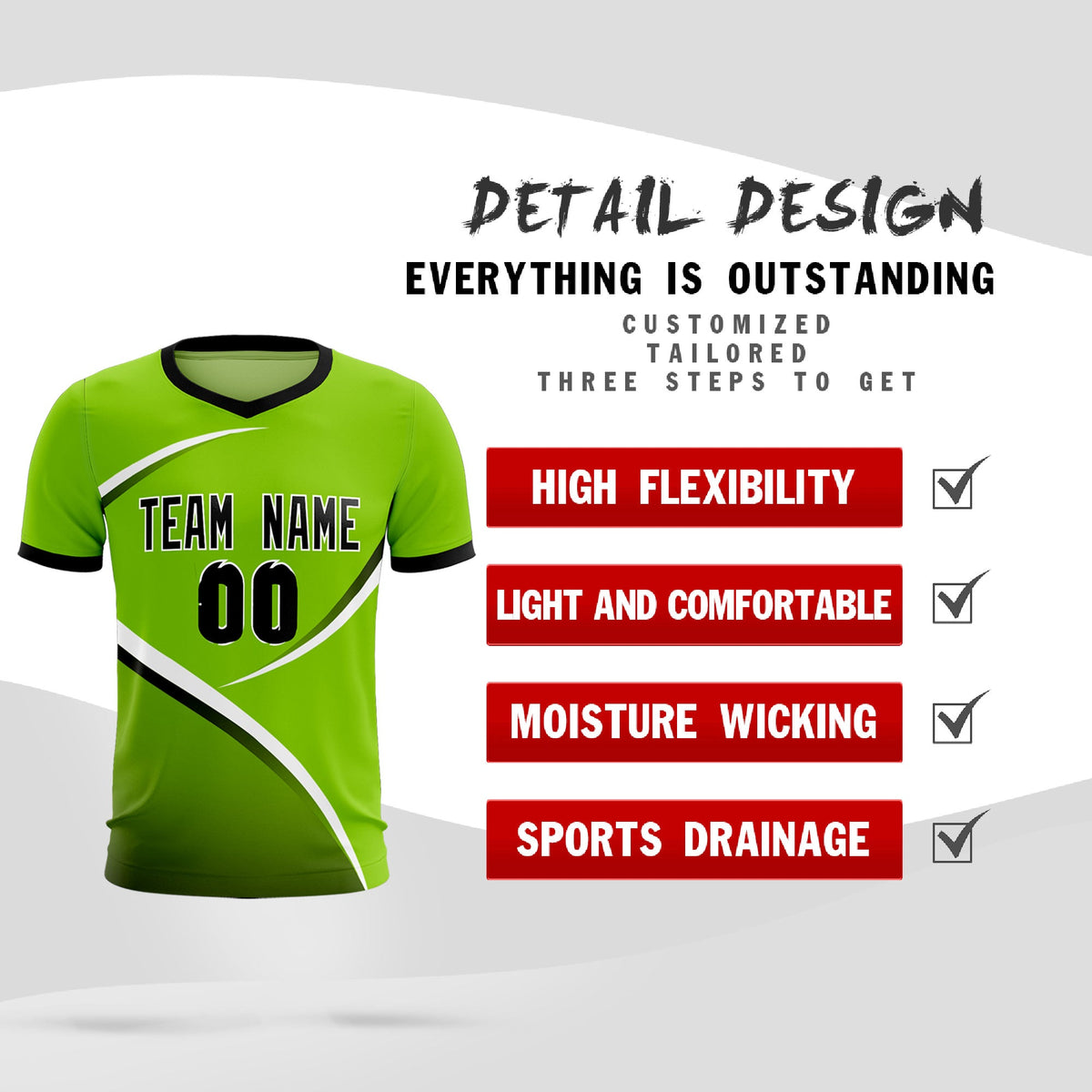 Custom Neon Green Black Color Block Training Uniform For Men Soccer Sets Jersey