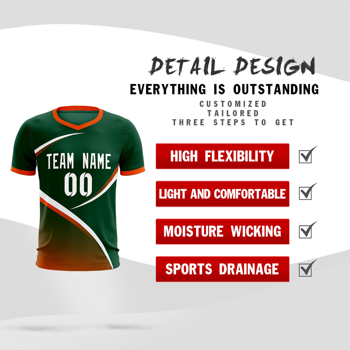 Custom Green Orange Color Block Training Uniform For Men Soccer Sets Jersey