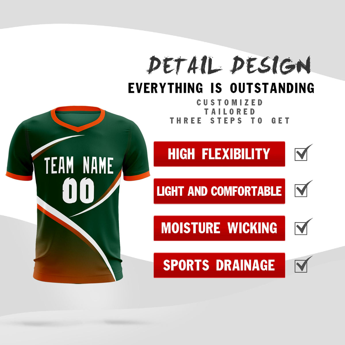 Custom Green Orange Color Block Training Uniform For Men Soccer Sets Jersey