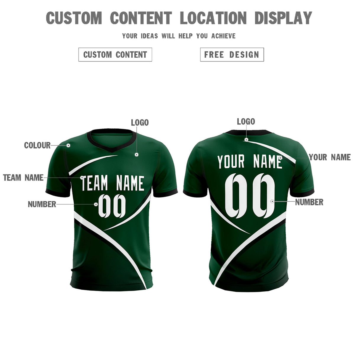 Custom Green Black Color Block Training Uniform For Men Soccer Sets Jersey