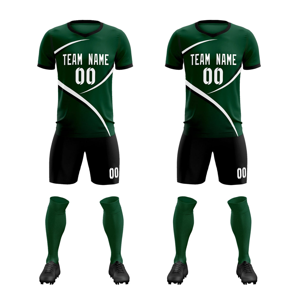 Custom Green Black Color Block Training Uniform For Men Soccer Sets Jersey