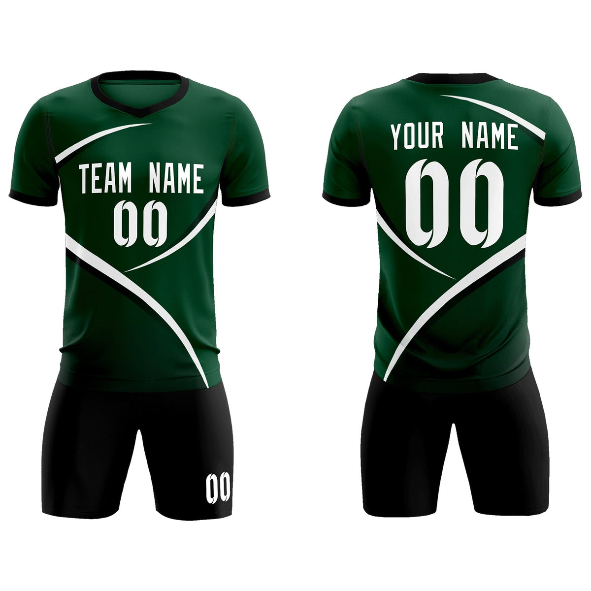 Custom Green Black Color Block Training Uniform For Men Soccer Sets Jersey