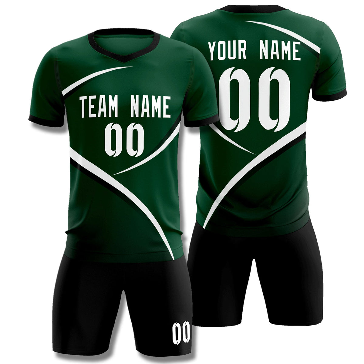 Custom Green Black Color Block Training Uniform For Men Soccer Sets Jersey