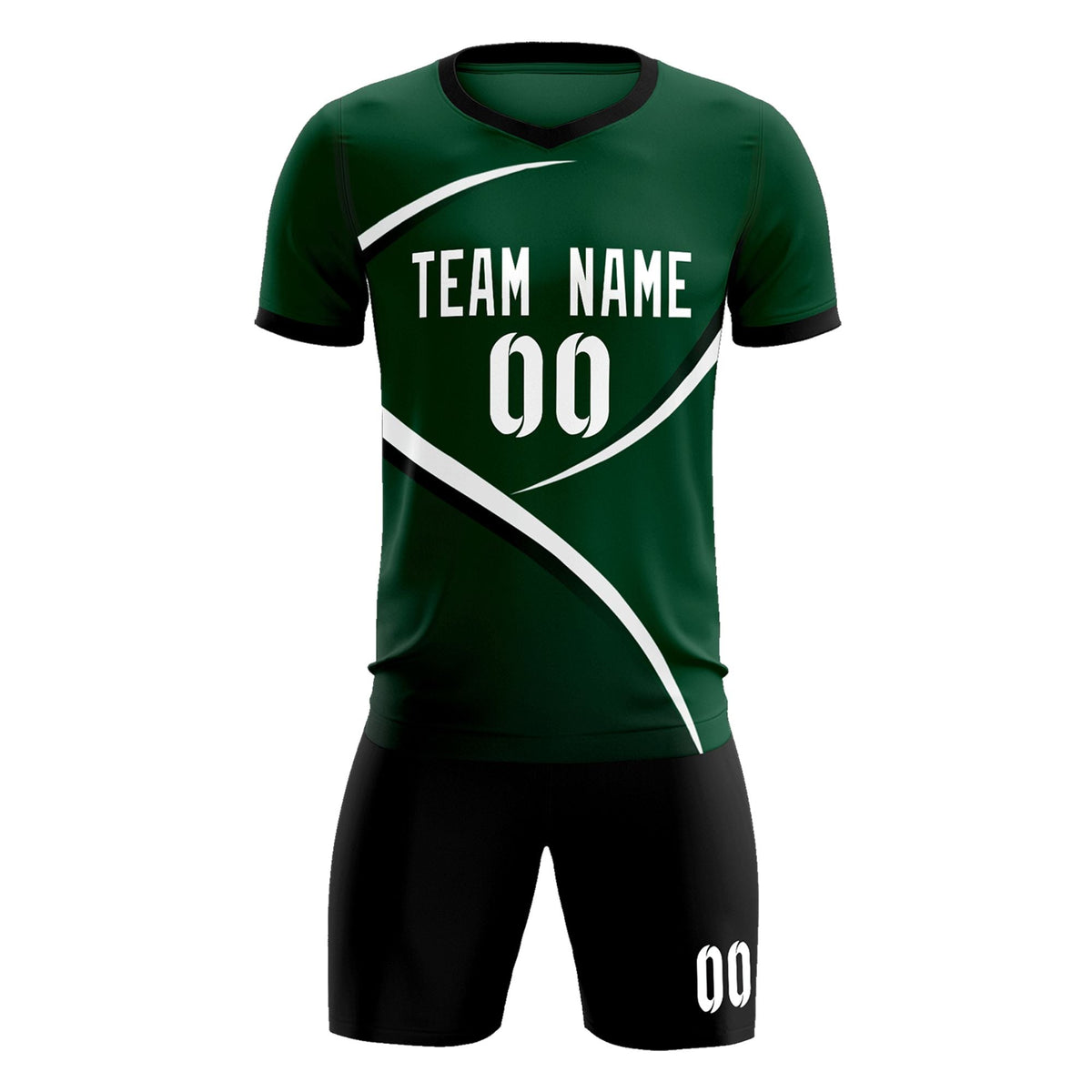Custom Green Black Color Block Training Uniform For Men Soccer Sets Jersey