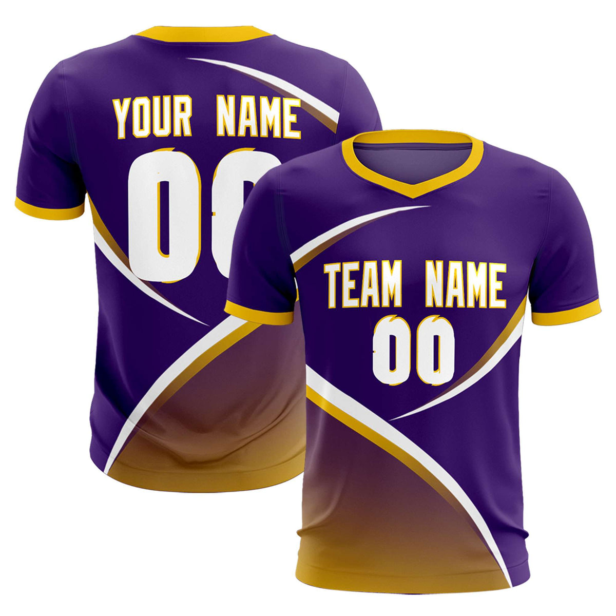 Custom Purple Gold Color Block Training Uniform For Men Soccer Sets Jersey