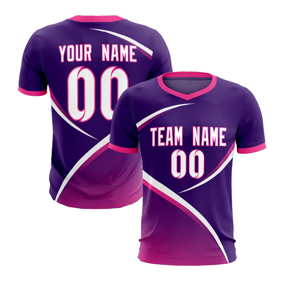 Custom Purple Pink Color Block Training Uniform For Men Soccer Sets Jersey