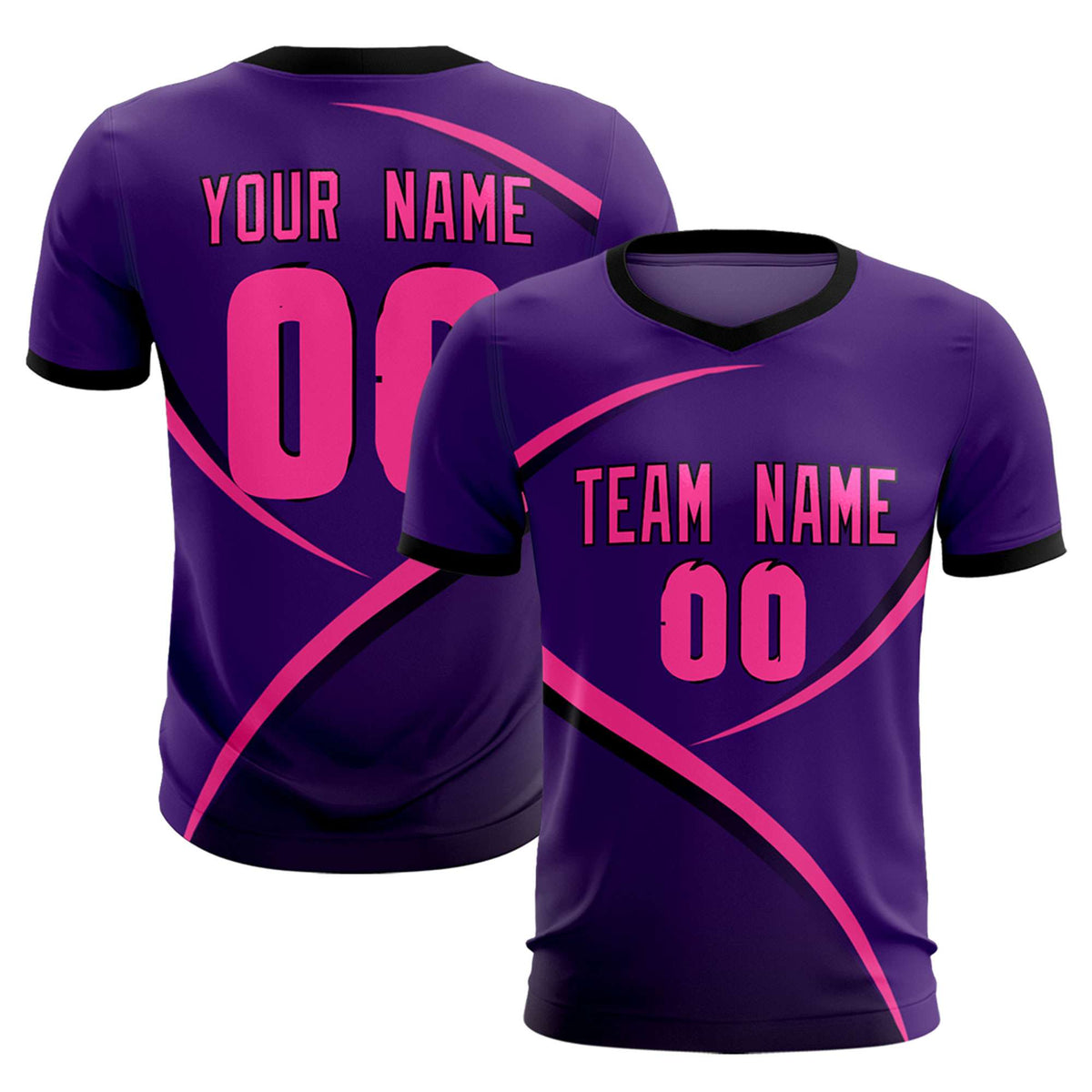 Custom Purple Black Color Block Training Uniform For Men Soccer Sets Jersey