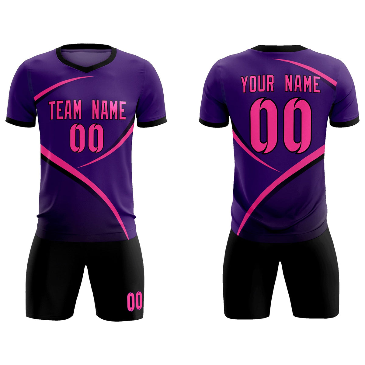 Custom Purple Black Color Block Training Uniform For Men Soccer Sets Jersey