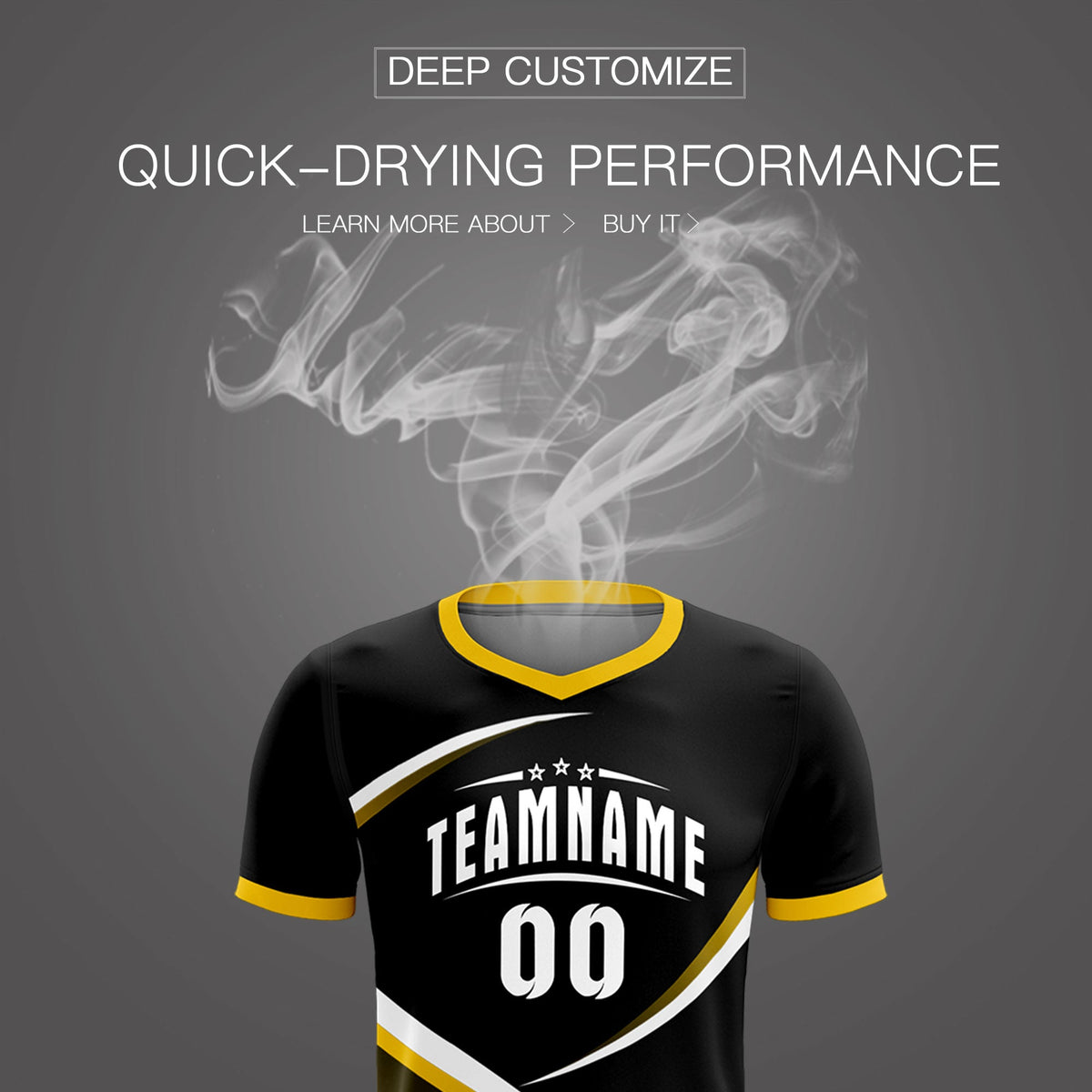 Custom Black Gold Color Block Training Uniform For Men Soccer Sets Jersey