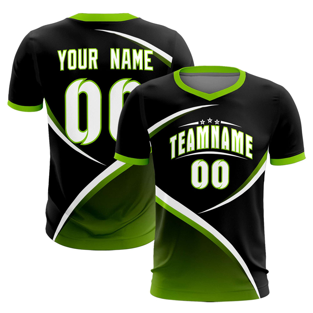Custom Black Neon Green Color Block Training Uniform For Men Soccer Sets Jersey
