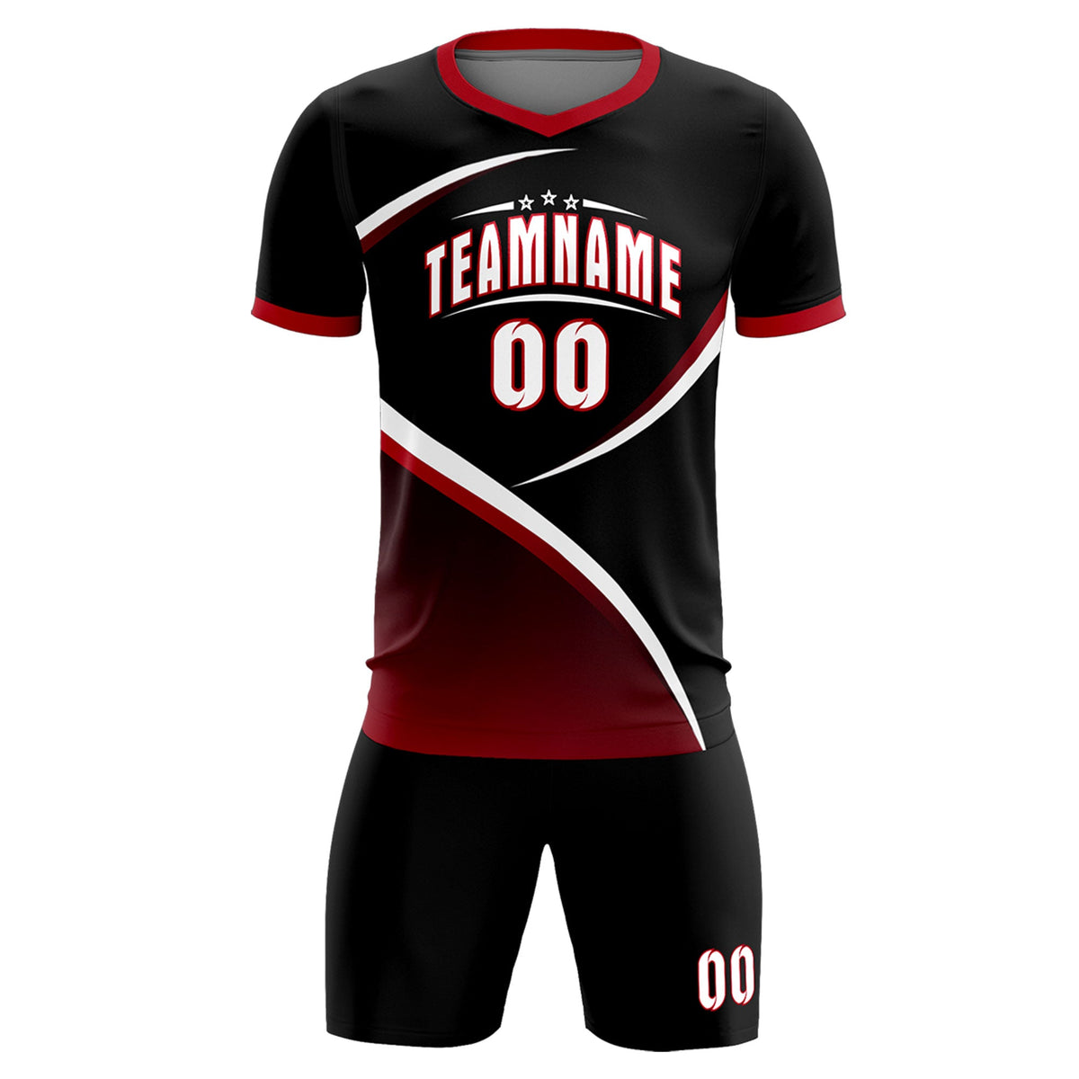 Custom Black Red Color Block Training Uniform For Men Soccer Sets Jersey