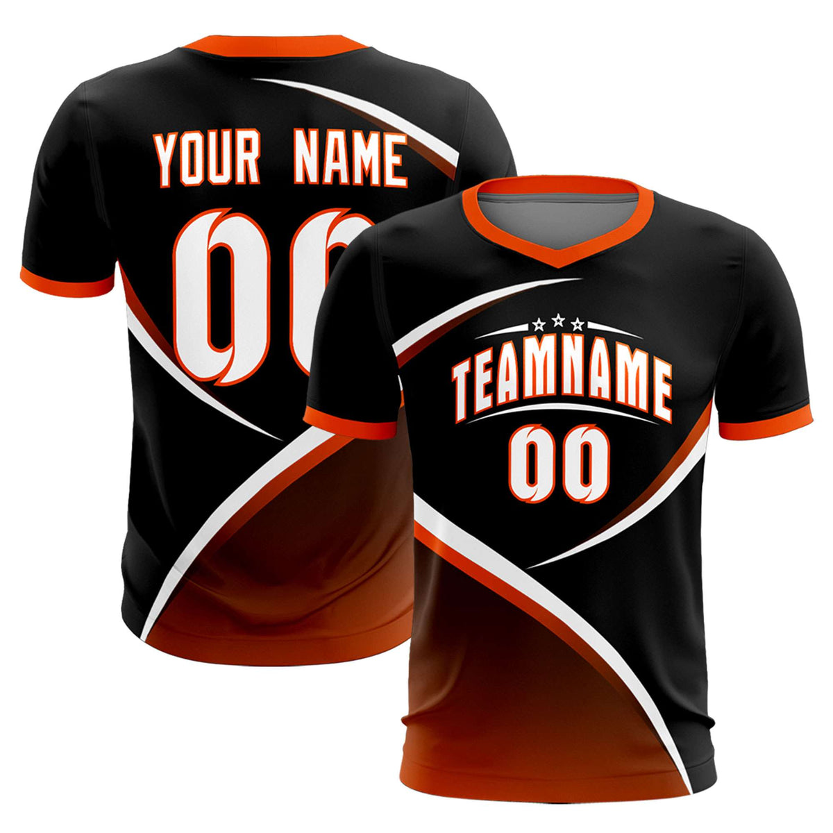 Custom Black Orange Color Block Training Uniform For Men Soccer Sets Jersey