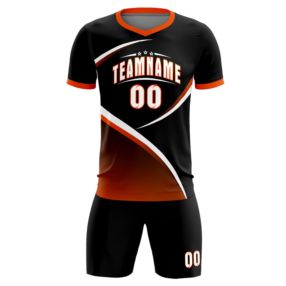 Custom Black Orange Color Block Training Uniform For Men Soccer Sets Jersey