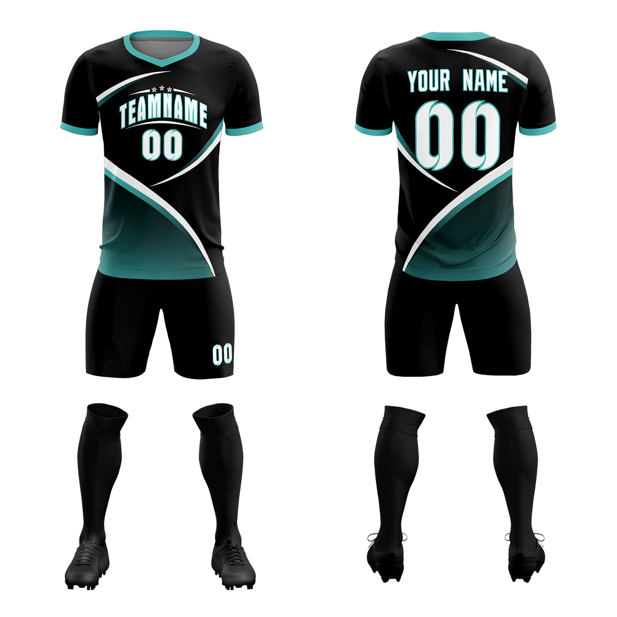 Custom Black Bright Green Color Block Training Uniform For Men Soccer Sets Jersey