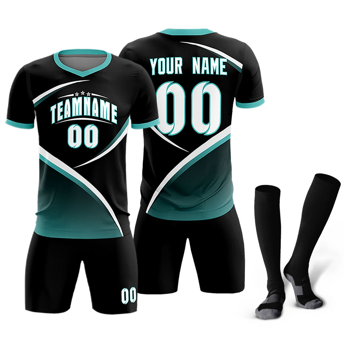 Custom Black Bright Green Color Block Training Uniform For Men Soccer Sets Jersey