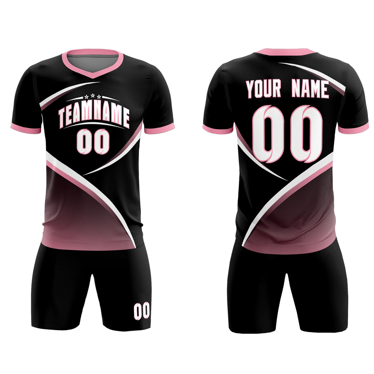 Custom Black Light Pink Color Block Training Uniform For Men Soccer Sets Jersey