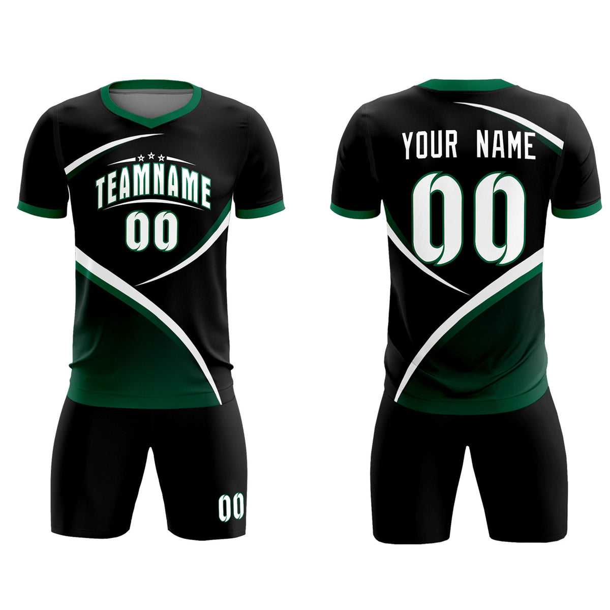 Custom Black Kelly Green Color Block Training Uniform For Men Soccer Sets Jersey