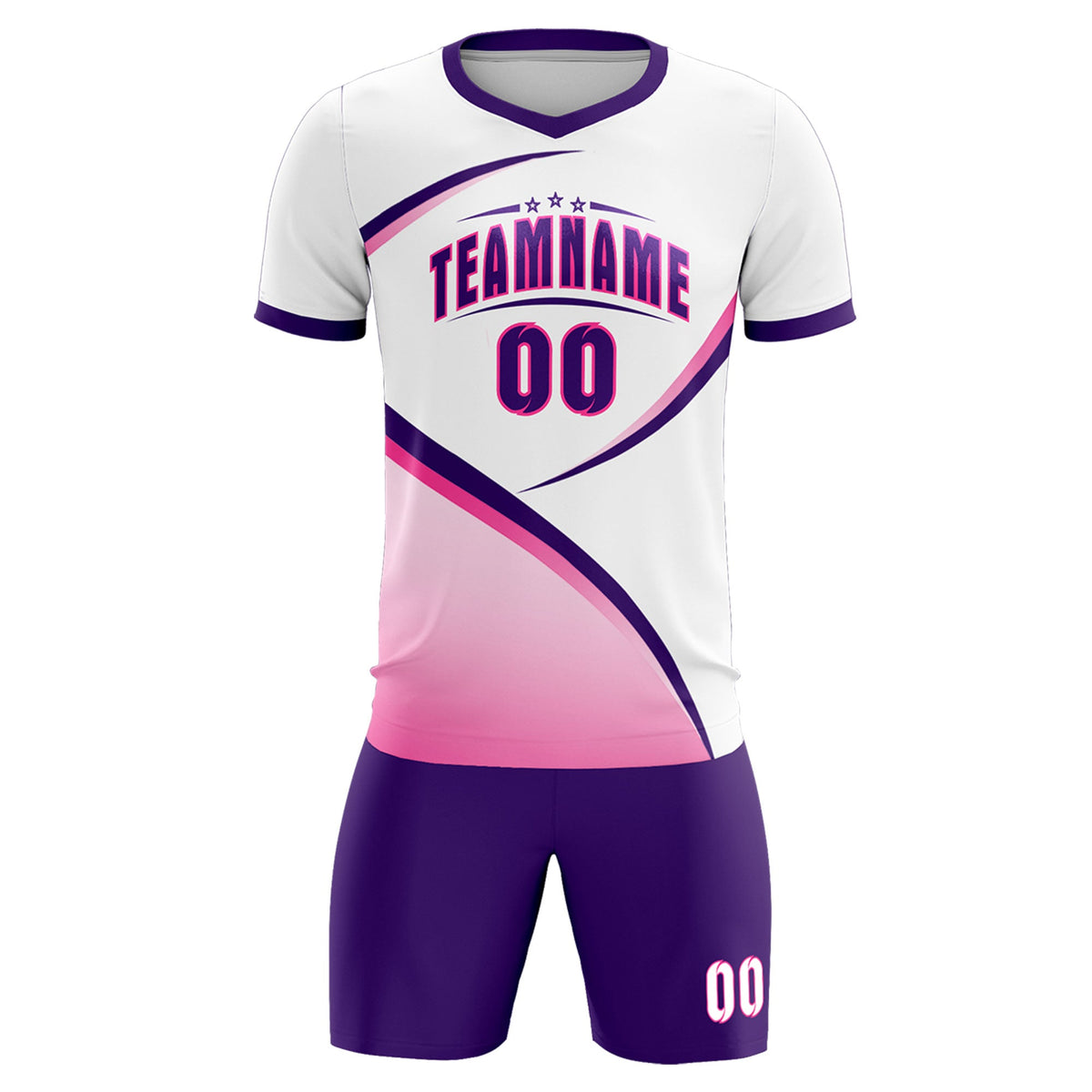 Custom White Purple Color Block Training Uniform For Men Soccer Sets Jersey