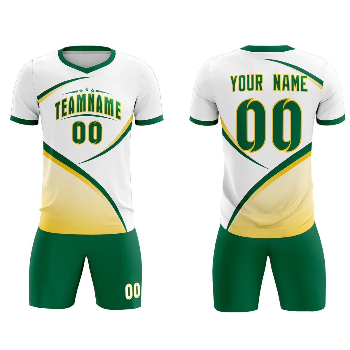 Custom White Kelly Green Color Block Training Uniform For Men Soccer Sets Jersey