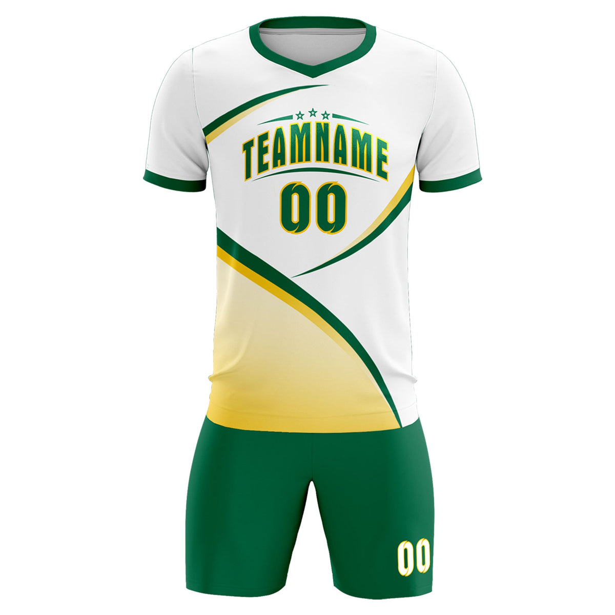 Custom White Kelly Green Color Block Training Uniform For Men Soccer Sets Jersey