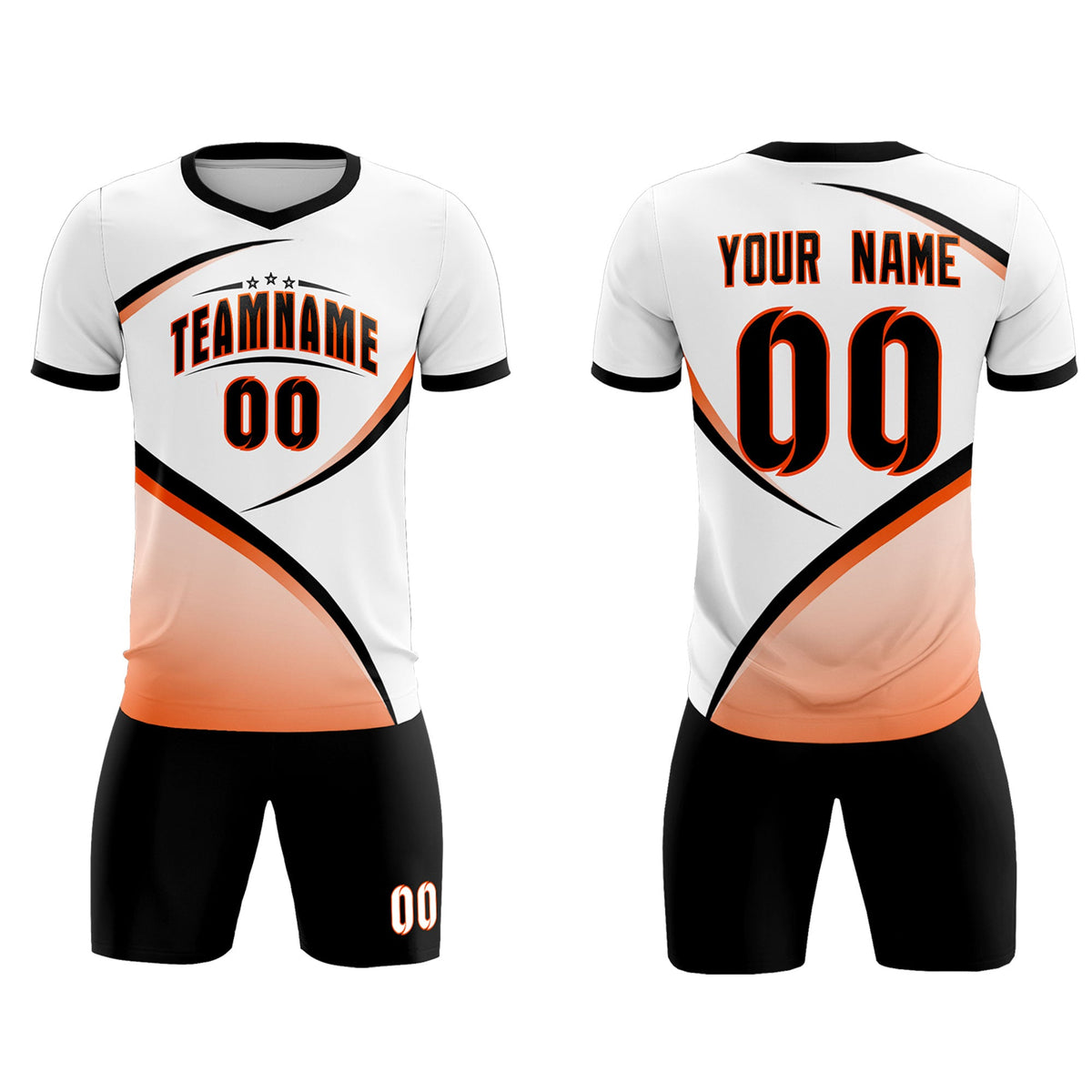 Custom White Black Color Block Training Uniform For Men Soccer Sets Jersey