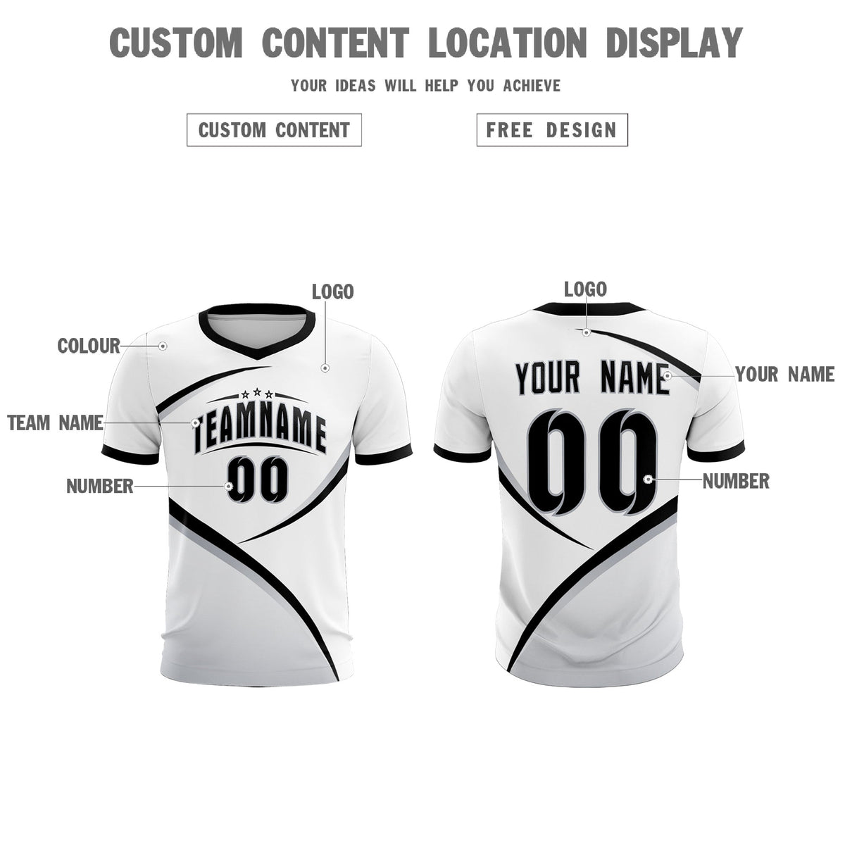 Custom White Black Color Block Training Uniform For Men Soccer Sets Jersey