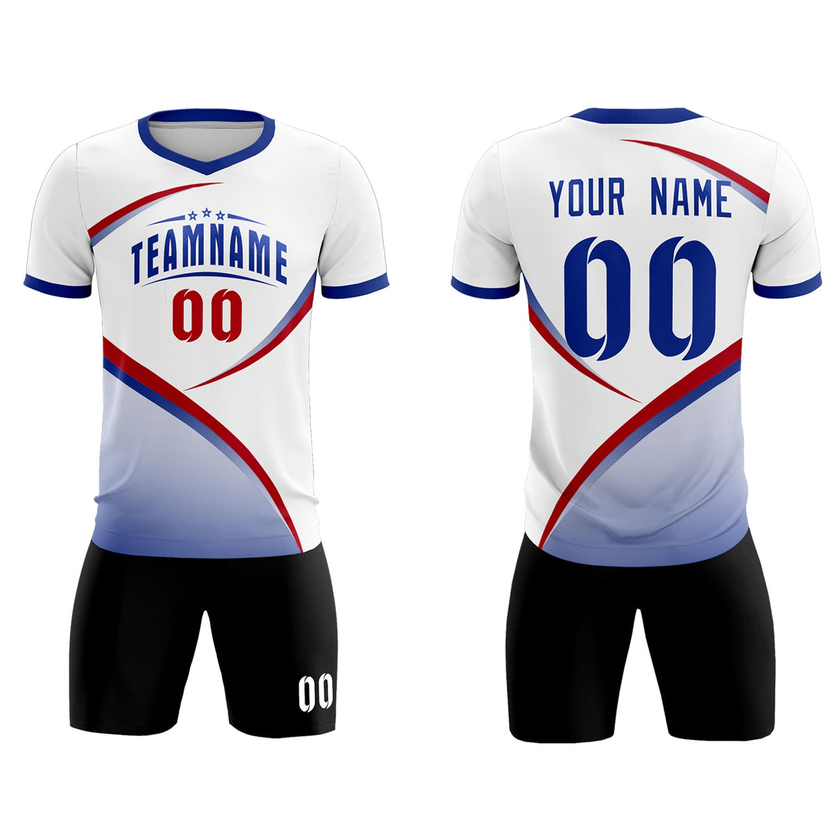 Custom White Royal Color Block Training Uniform For Men Soccer Sets Jersey