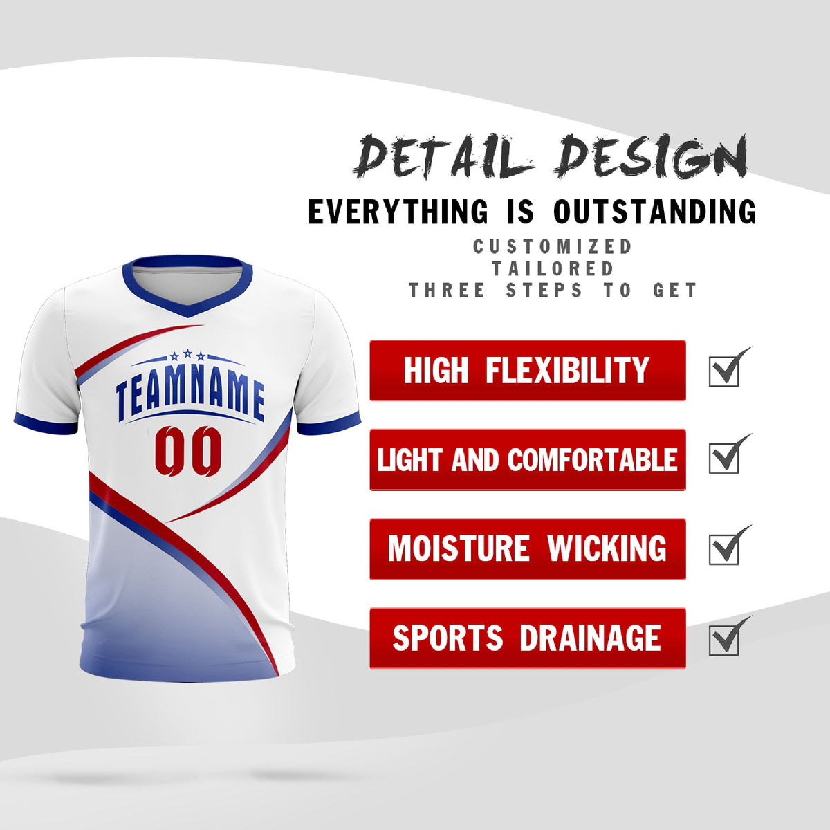 Custom White Royal Color Block Training Uniform For Men Soccer Sets Jersey