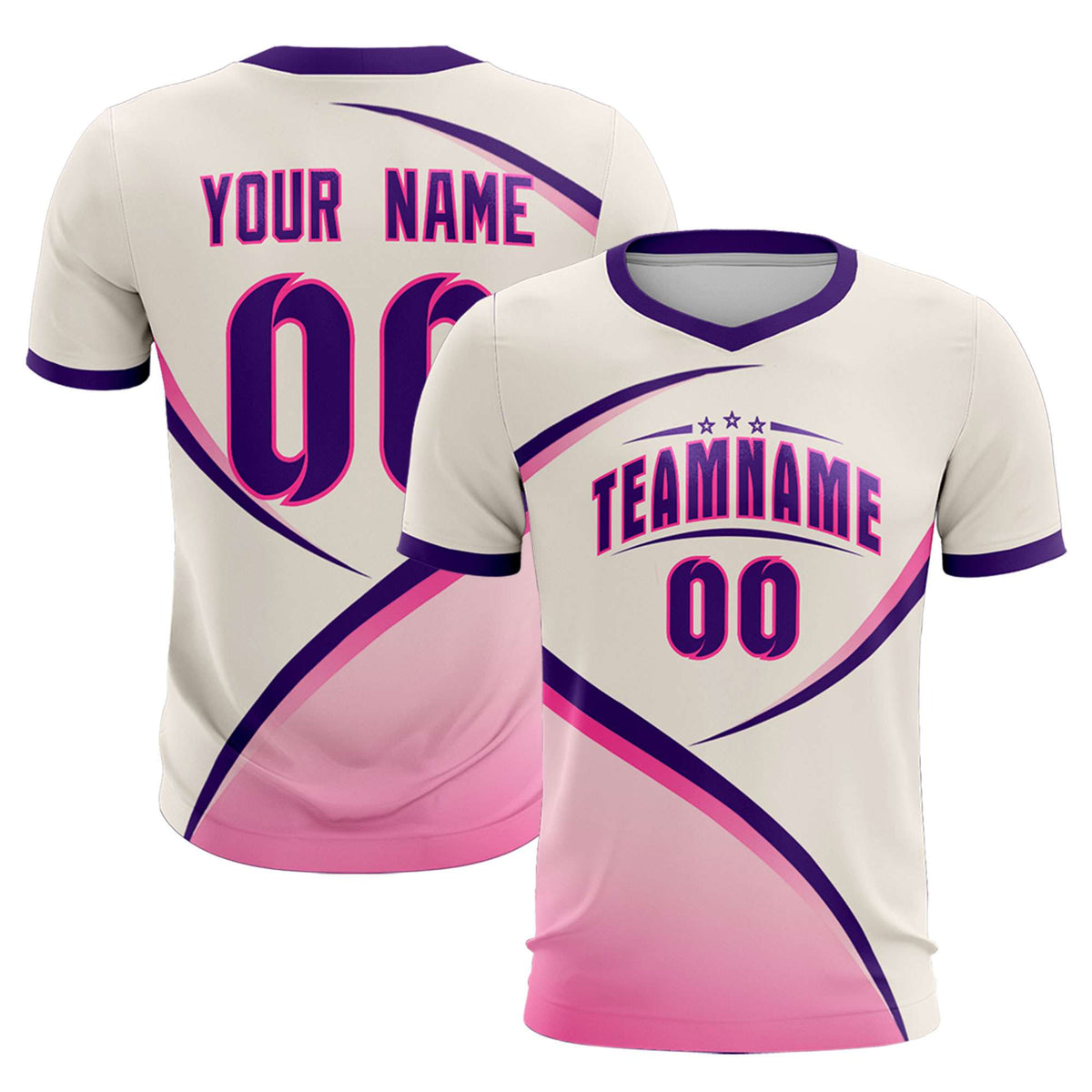 Custom Cream Purple Color Block Training Uniform For Men Soccer Sets Jersey