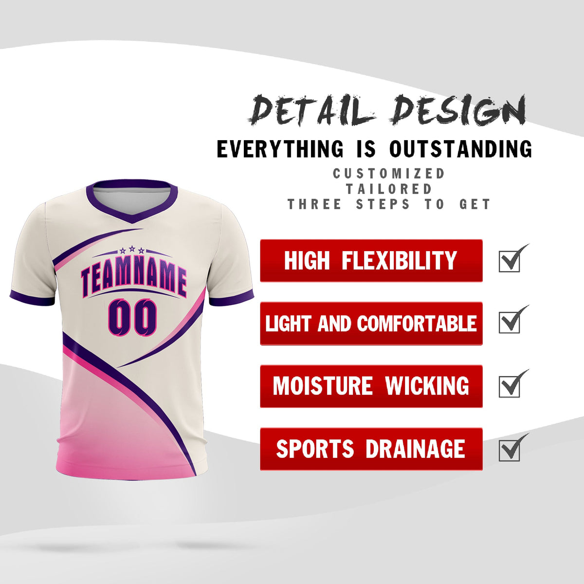Custom Cream Purple Color Block Training Uniform For Men Soccer Sets Jersey